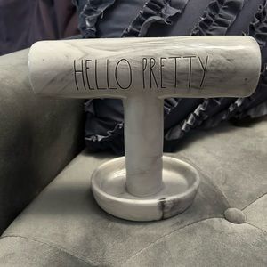 Rae Dunn Gray Marble Hello Pretty Bangle Bracelet Jewelry Holder Organizer